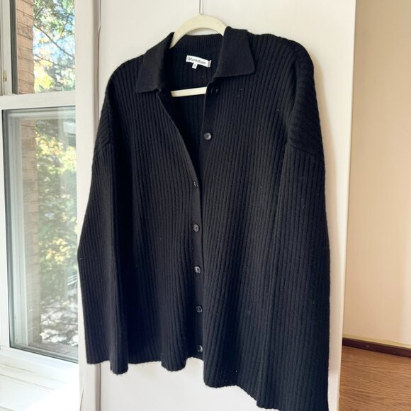 Reformation Fantino Cashmere Collared Cardigan Button Down Black Small - Picture 5 of 14